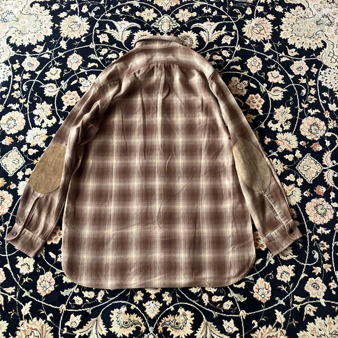 RLX オンブレチェックシャツ　ブラウン　エルボーパッチ　00s
