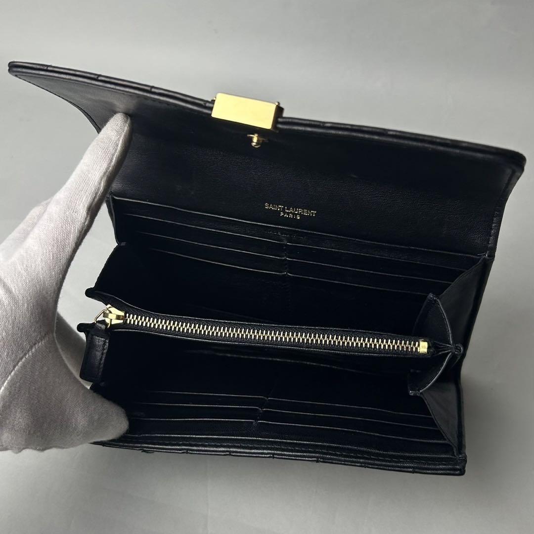 極美品 サンローラン 長財布 ヴィキ ラージフラップ ラムレザー 付属品完備