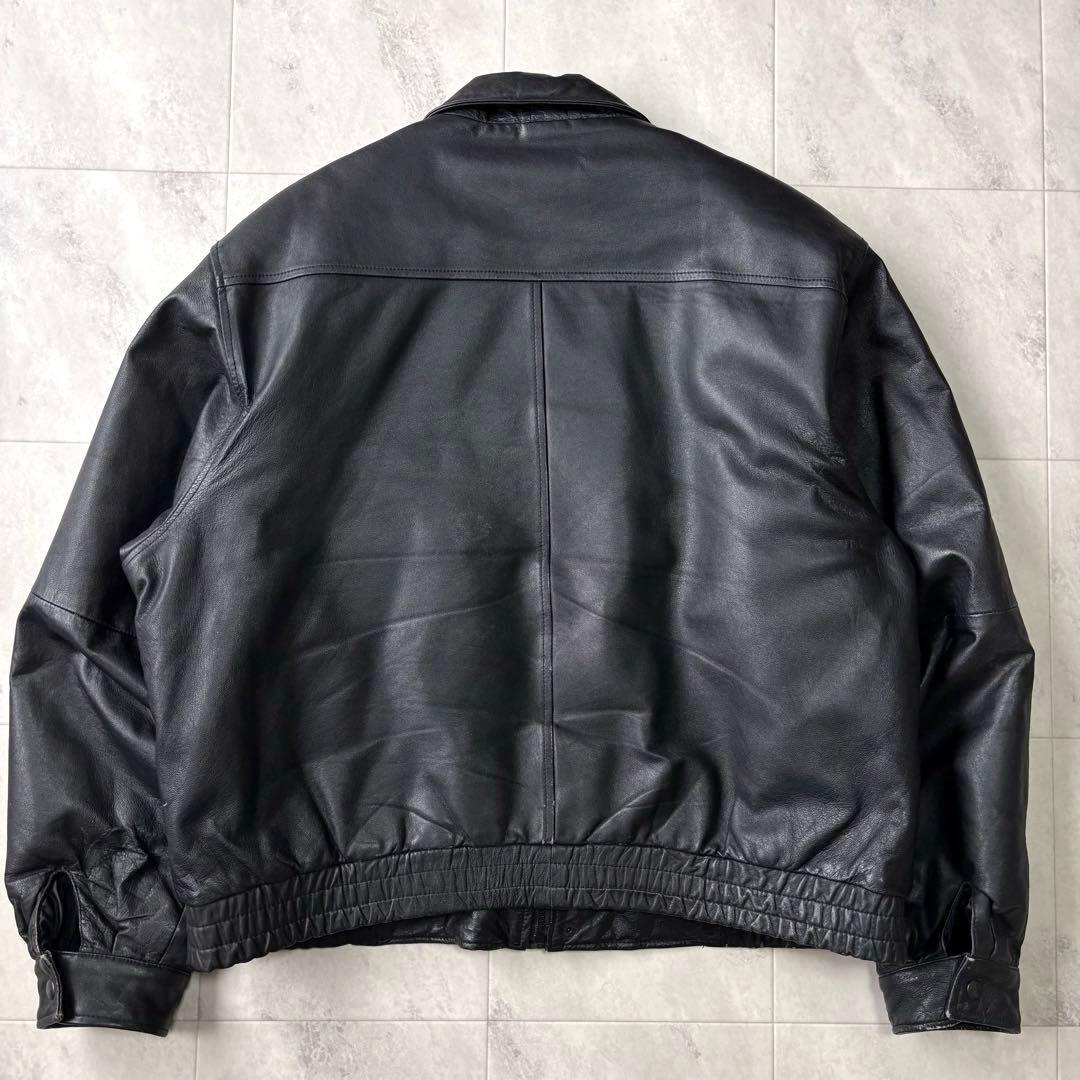 ビンテージ ラムレザーショートブルゾン 身幅68cm ワイド XL ブラックXL LL RODOVICO_COM_BR