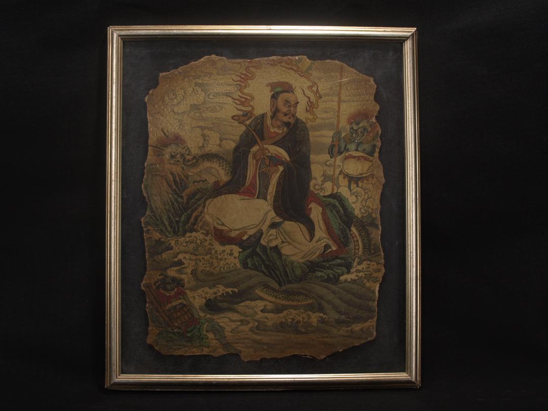 中国唐時代 敦煌莫高窟壁画 彩絵 人物像 発掘品古美術 AK1774A1