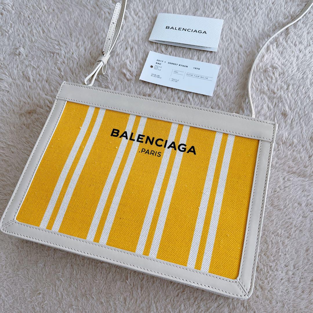 BALENCIAGA キャンバス ネイビーポシェット