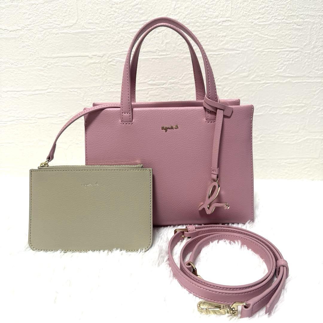 極美品】agnes b. アニエスベー 2way ショルダーバッグ シボ革