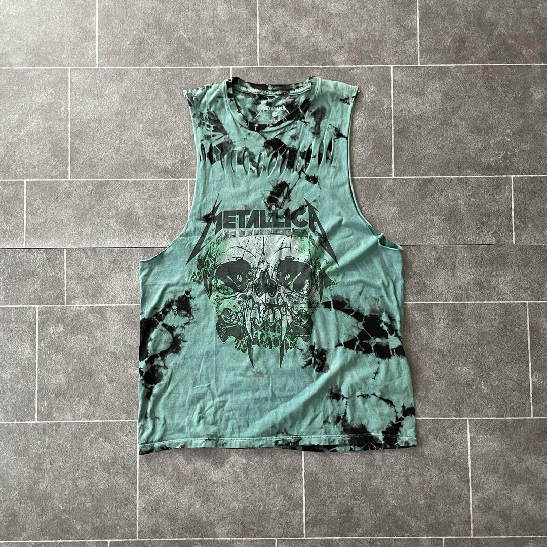 METALLICA メタリカ 古着 ダメージ加工 ノースリーブ カットソー L