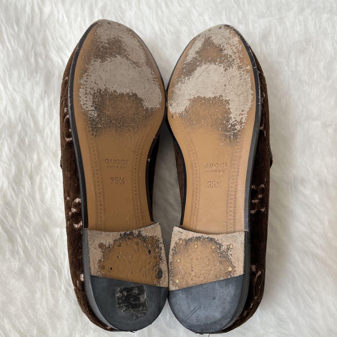 美品　GUCCI  ヨルダーン ベロアGG ホースビット　ローファー ブラウン