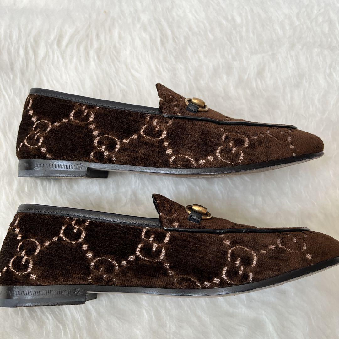 美品　GUCCI  ヨルダーン ベロアGG ホースビット　ローファー ブラウン