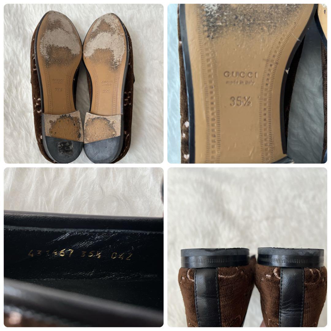 美品　GUCCI  ヨルダーン ベロアGG ホースビット　ローファー ブラウン