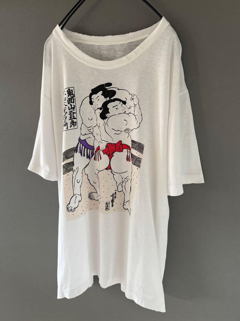古着 ビンテージ 80s 90s JAPAN 相撲 L 和柄 Tシャツ 希少