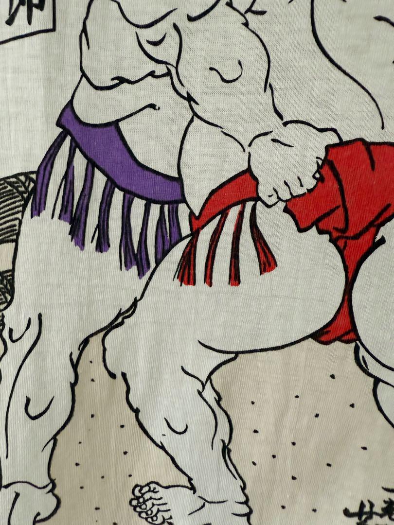 古着 ビンテージ 80s 90s JAPAN 相撲 L 和柄 Tシャツ 希少