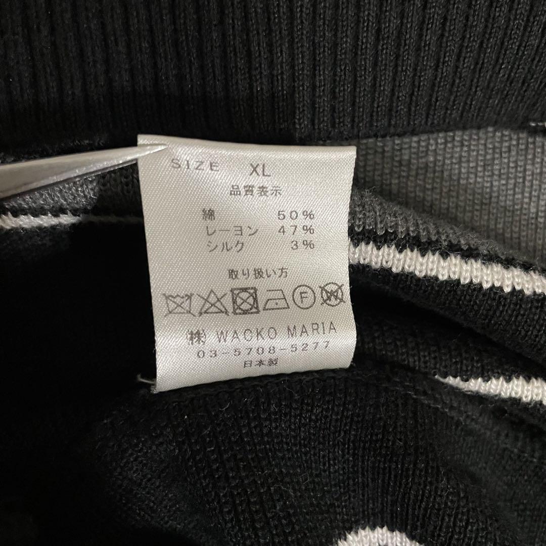 入手困難モデル】ワコマリア 刺繍ロゴ入 シルク混ニットポロ XL