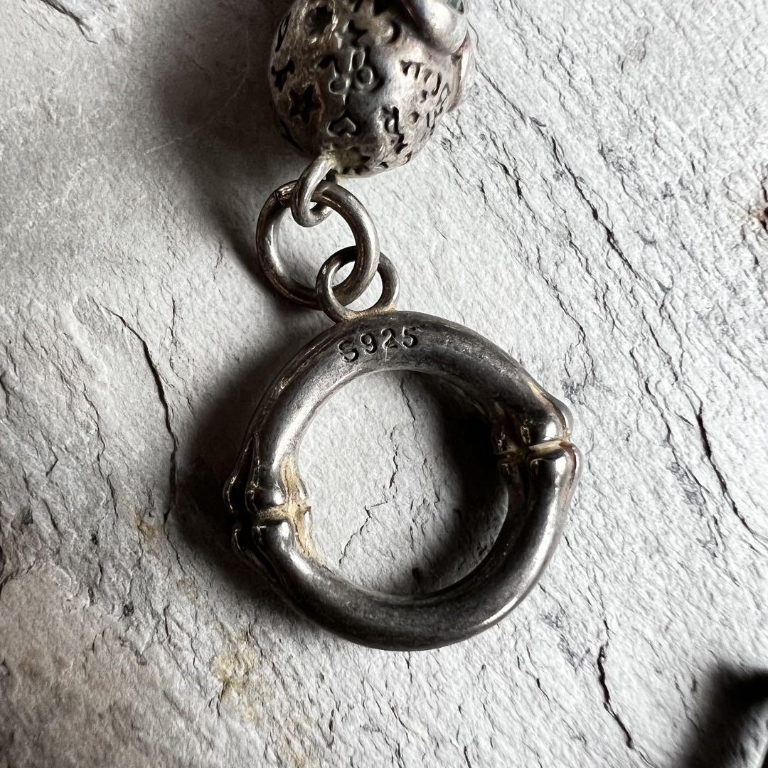 VINTAGE ヴィンテージ シルバー グリーンアイ スカルリンク ブレスレット