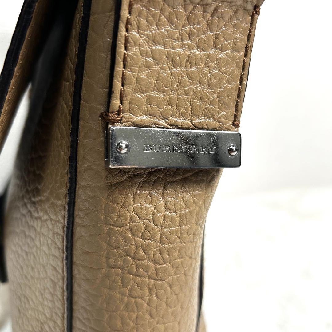 保存袋　BURBERRY シボ革　ベルト　ショルダーバッグ ベージュ