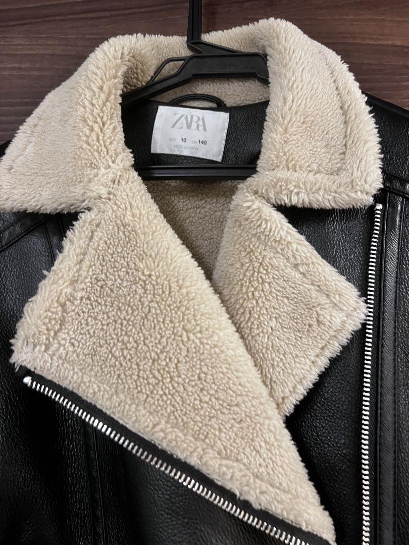 ZARA  kids ブラックレザーライダースジャケット