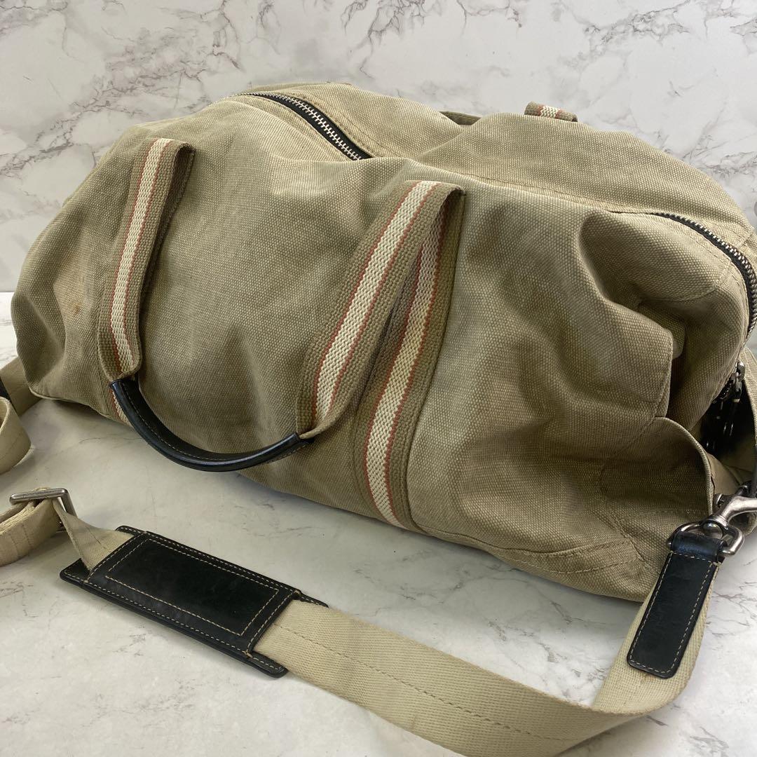 COACH コーチ 帆布 キャンバス×本革 レザー ボストンバッグ 旅行用