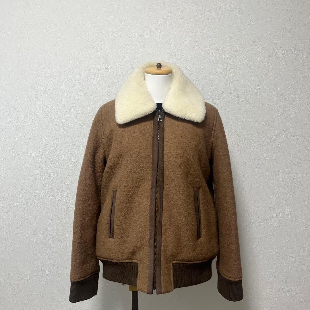 A.P.C. ウールブレンド ボンバージャケット（保護カバー付き） 美品】A.P.C ボンバージャケット M〜Lサイズ ブラウン ウールブレンド