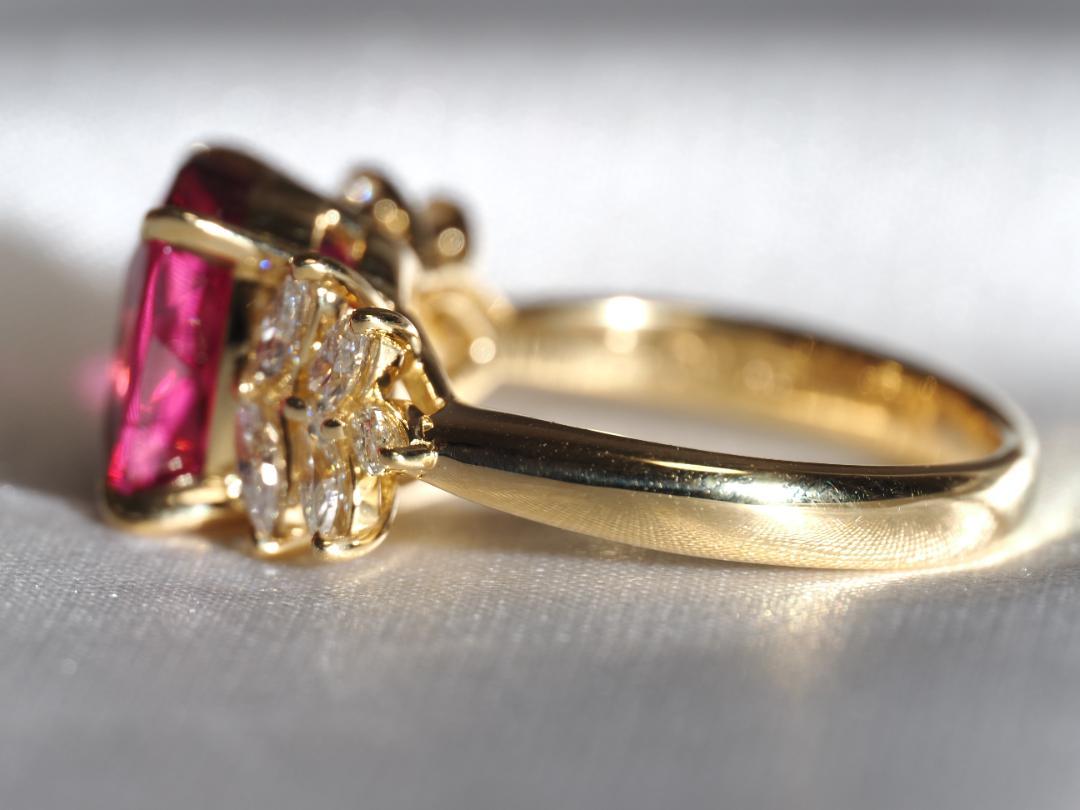 ルベライト5.08ct ダイヤモンド0.90ct K18YG リング