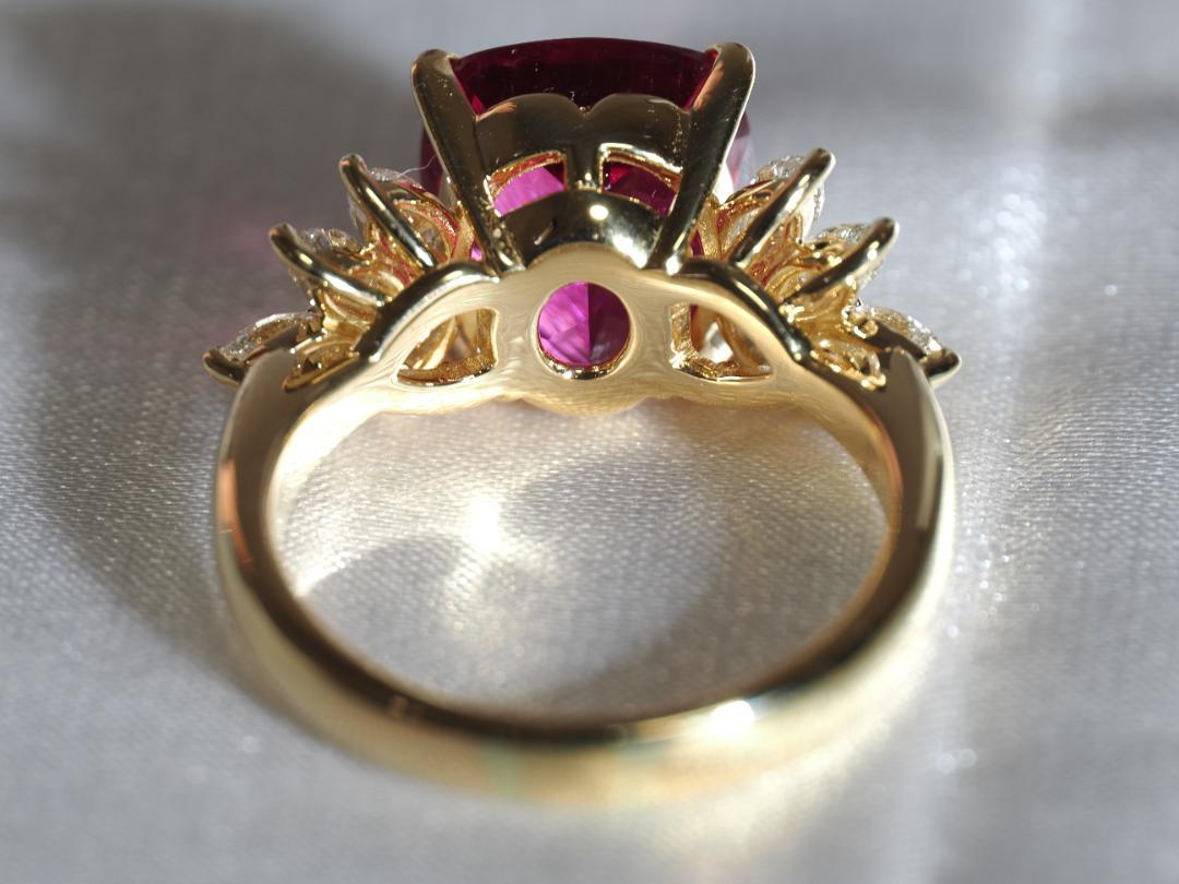 ルベライト5.08ct ダイヤモンド0.90ct K18YG リング