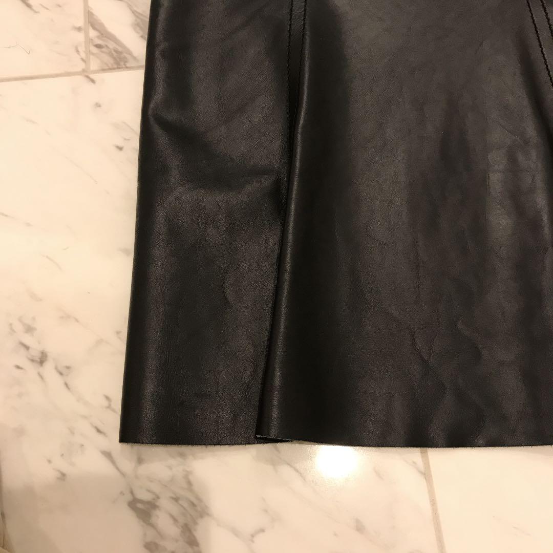 美品　GUCCI レザータイトスカート 黒
