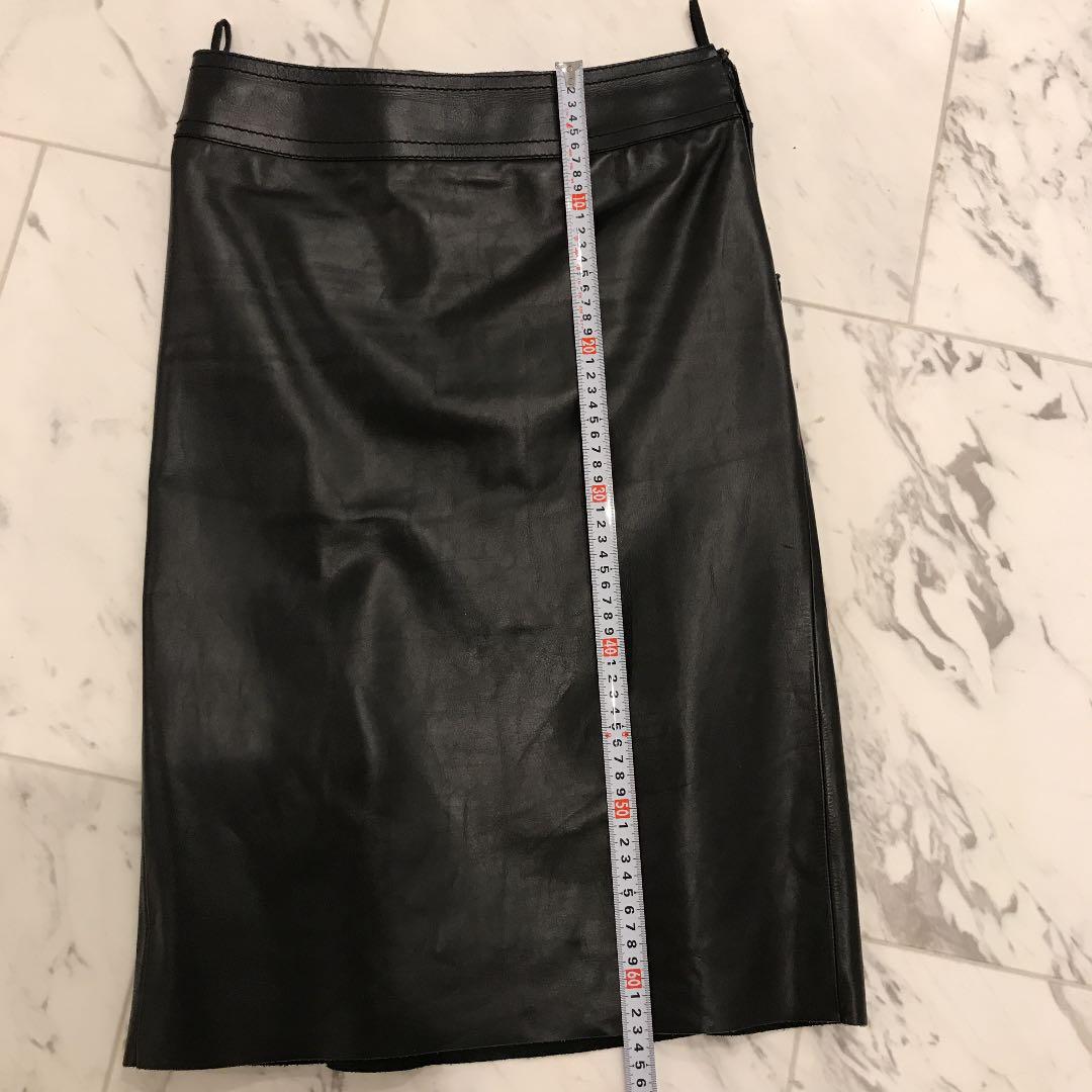 美品　GUCCI レザータイトスカート 黒