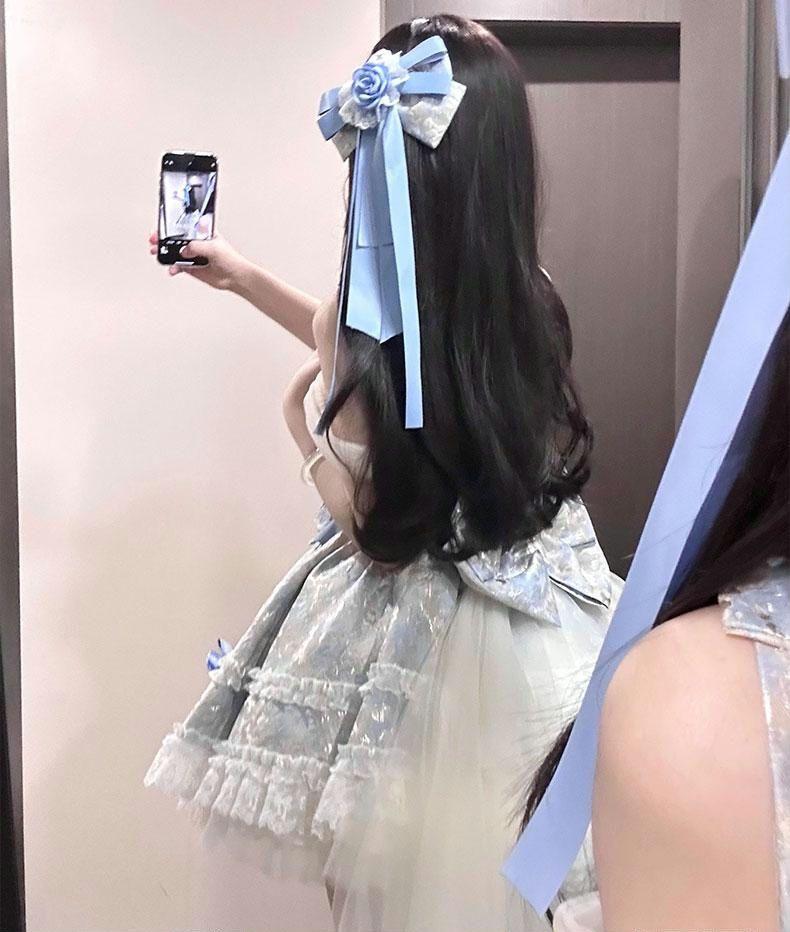 バックリボン＋トレーン付 ロリータ アイドル フリル 甘ロリ ロリィタ0219B