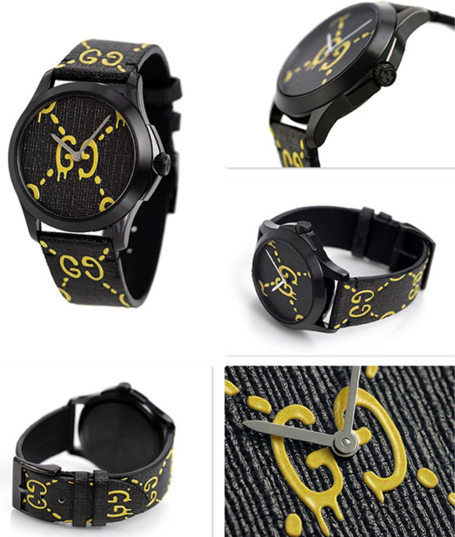 極美品GUCCIグッチ腕時計タイムレスゴースト メンズレディースブラック黒ラバー 画像3