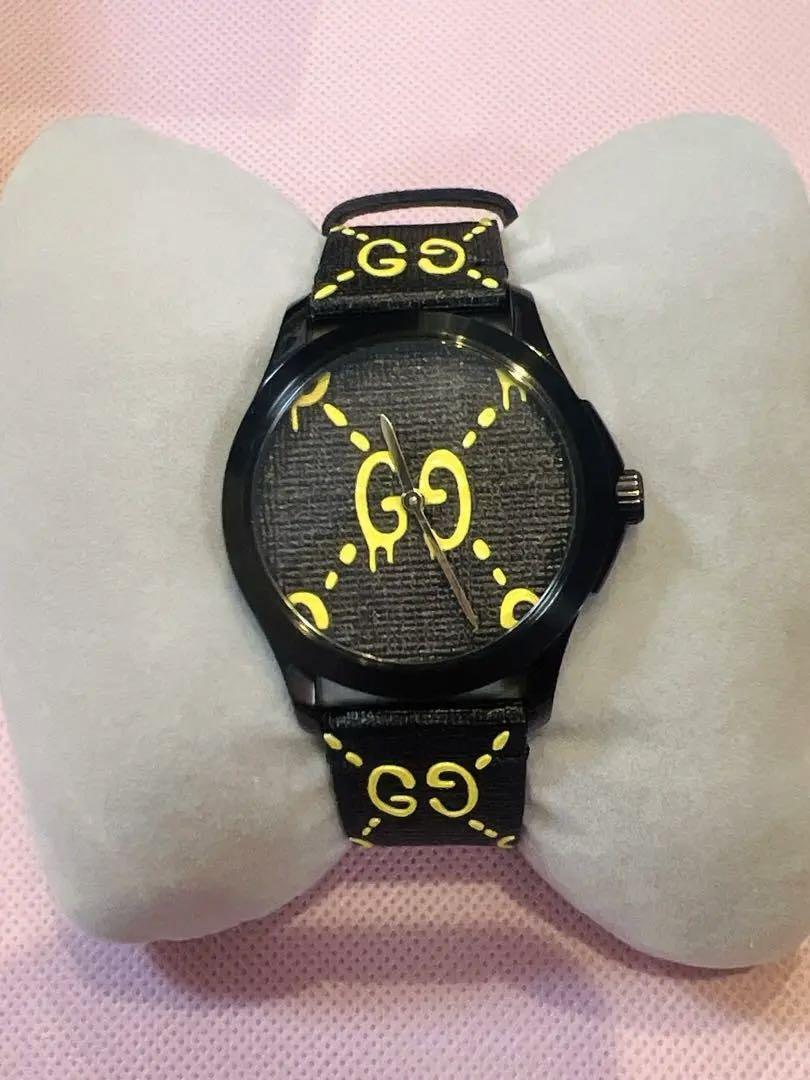 極美品GUCCIグッチ腕時計タイムレスゴースト メンズレディースブラック黒ラバー 画像4