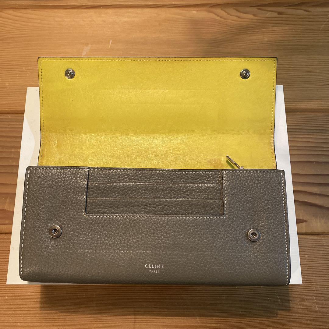 CÉLINE グレーバイカラー レザー 長財布