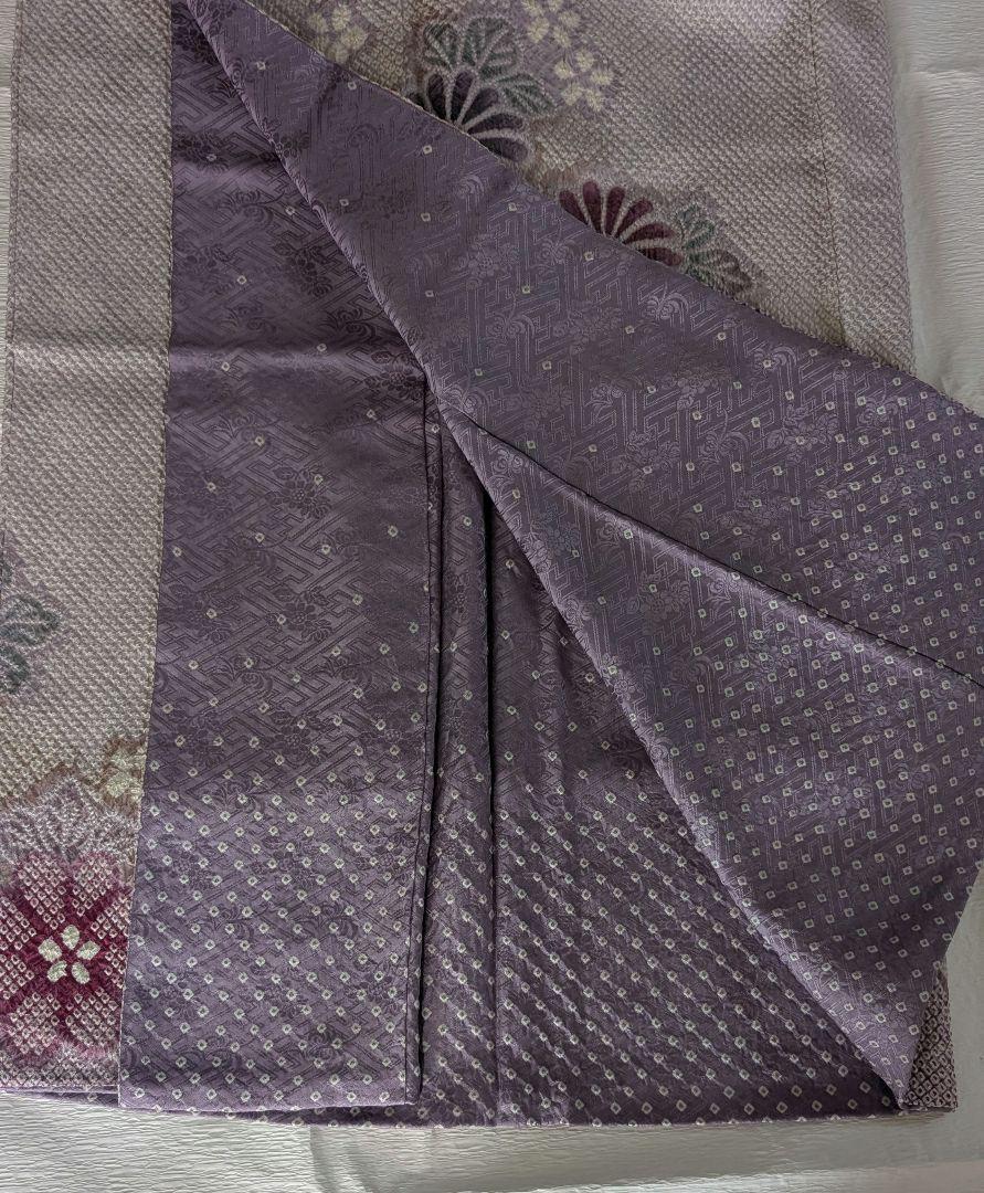 ★美品★総絞り 訪問着 花柄 藤色 桑の実色 深紫 ☆中古・美品☆総絞り 訪問着 花柄 藤色 桑の実色 深紫 - メルカリ
