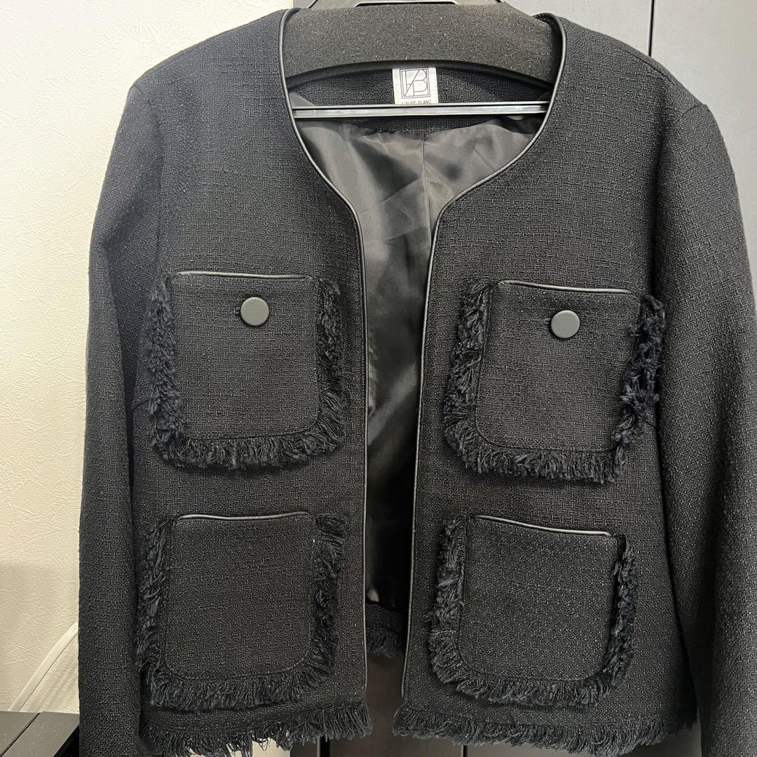L’AUBE BLANC / Fringe tweed Jacke