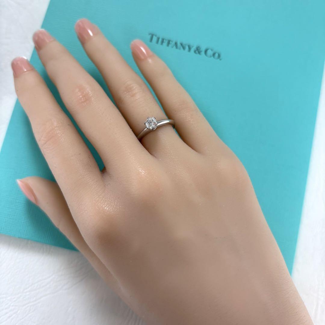 165【ティファニー】ソリティア　Pt950 リング　0.34ct 鑑定書付き