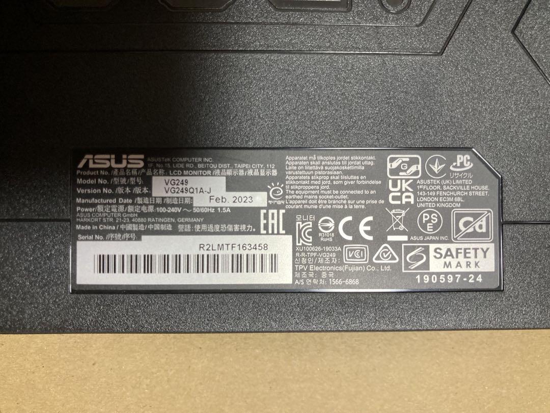 ASUS ゲーミングモニター TUF Gaming VG249Q1A-J　①