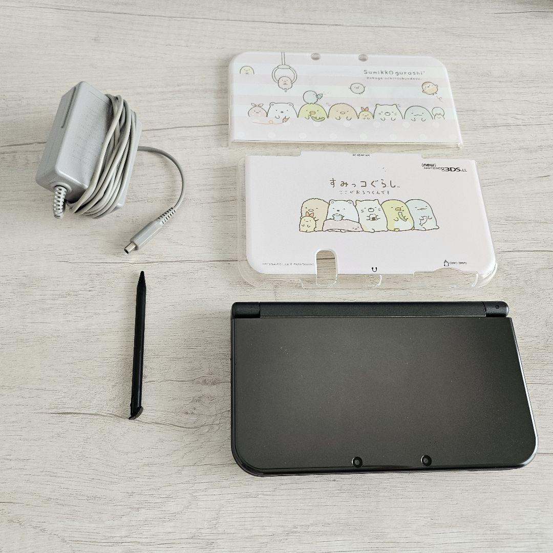 ニンテンドー 3DS 充電器付き 箱無し 中古 箱無し】New 3DS LL ブラック本体 +充電器 カバー付き