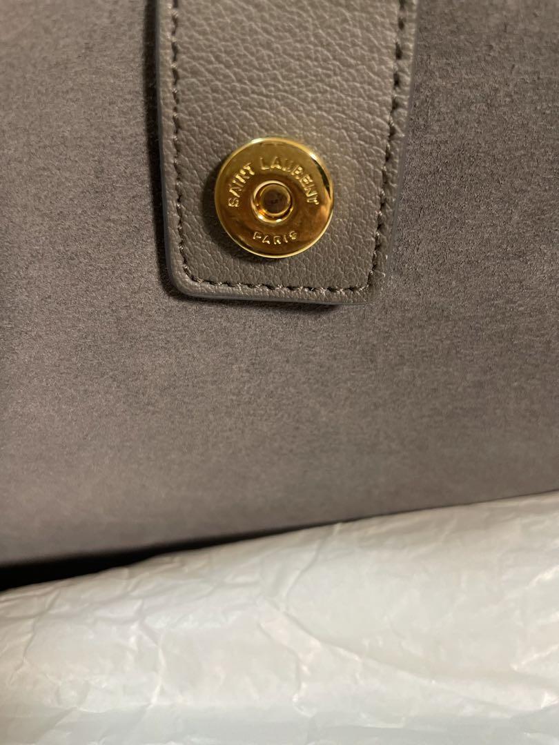 美品☆サンローラン　定番レザートートバッグ　チャコールグレー