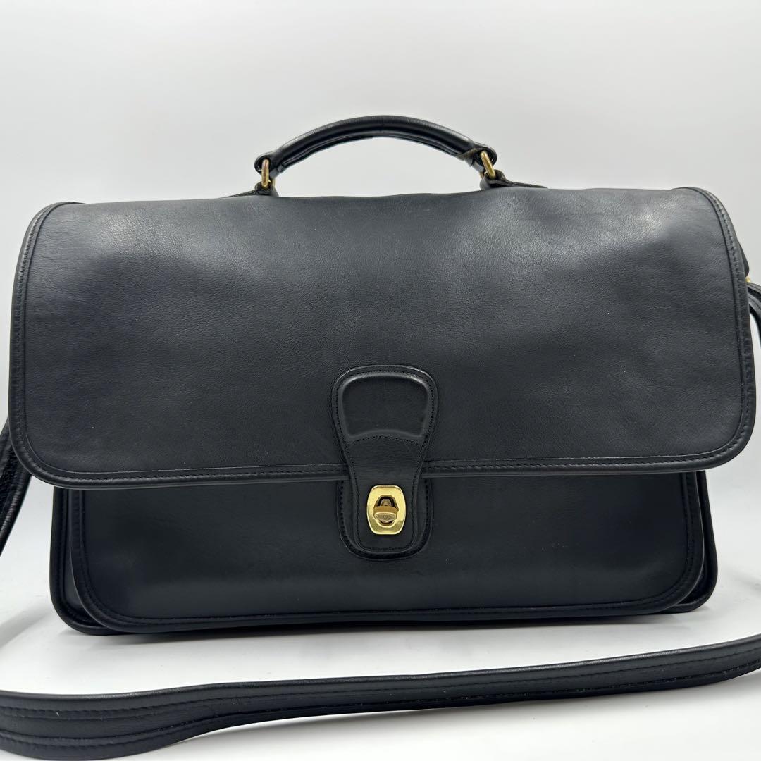 美品✨オールドコーチ ウィリス ショルダーバッグ レザー ターンロック A4　黒