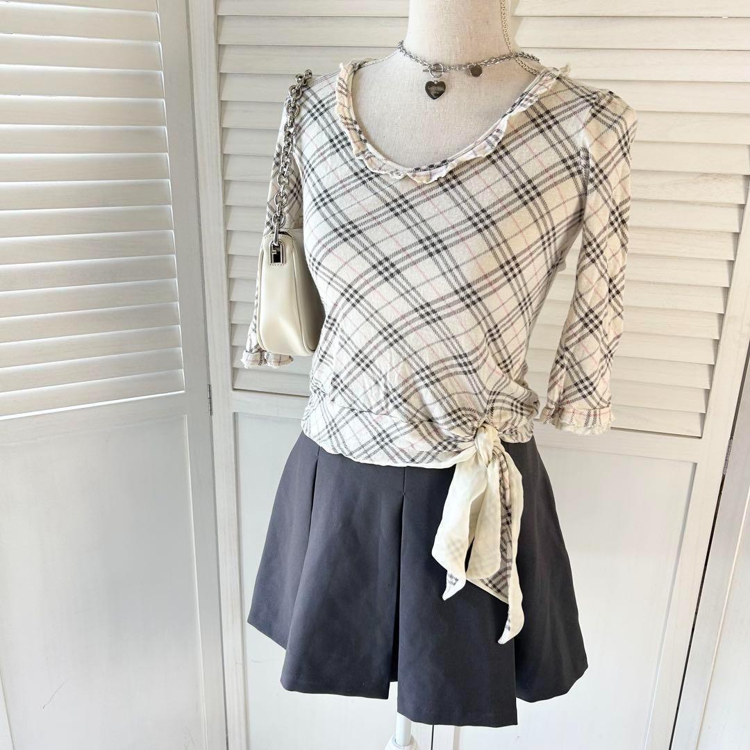 BURBERRY ウエストリボン フリルカットソー バレエコア チェック