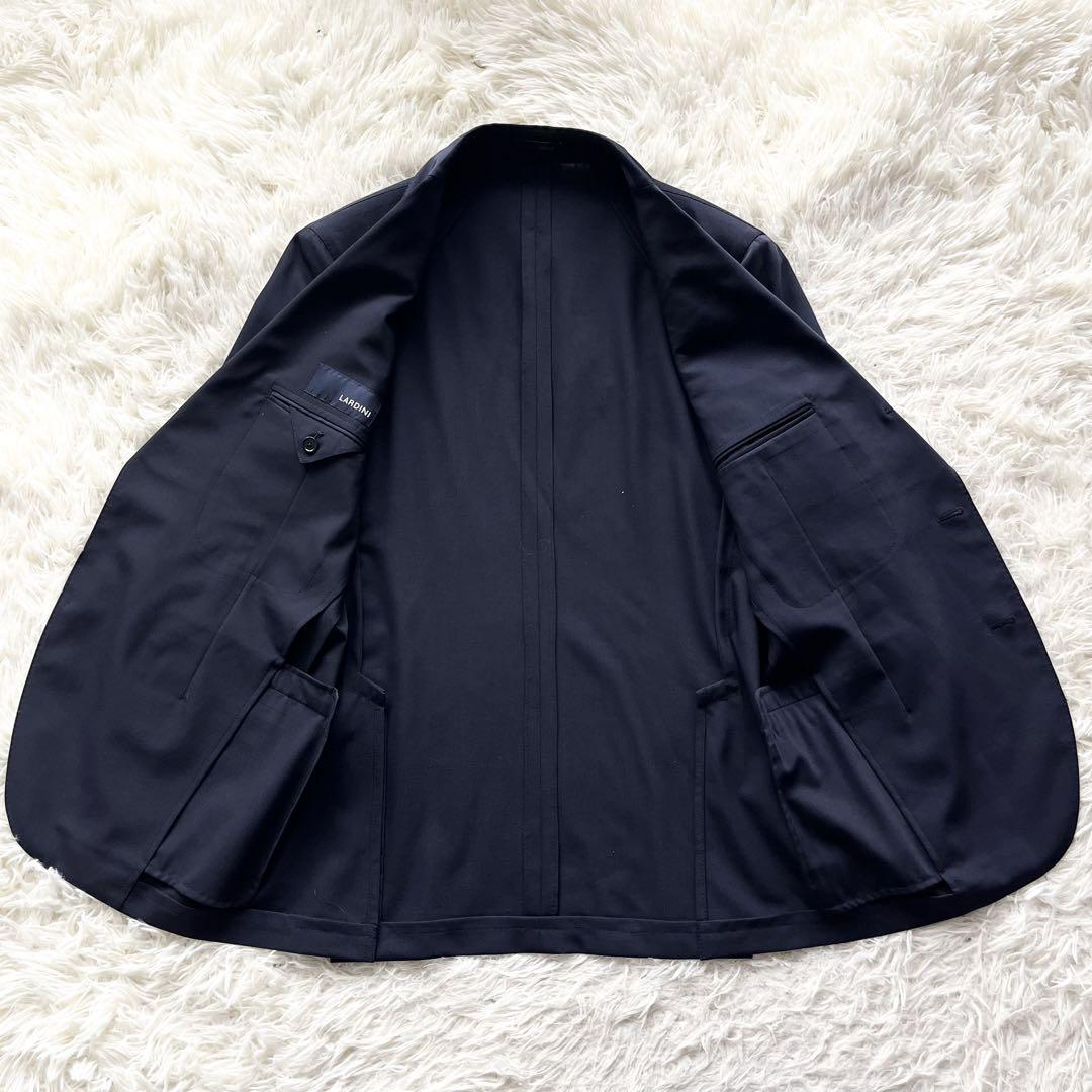 LARDINI 新ロゴ ネイビー ウール スーツ ブートニエール 50