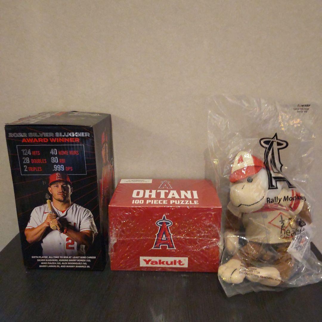 大谷翔平パズル、エンジェルズラリーモンキー、マイクトラウトボブルヘッド人形
