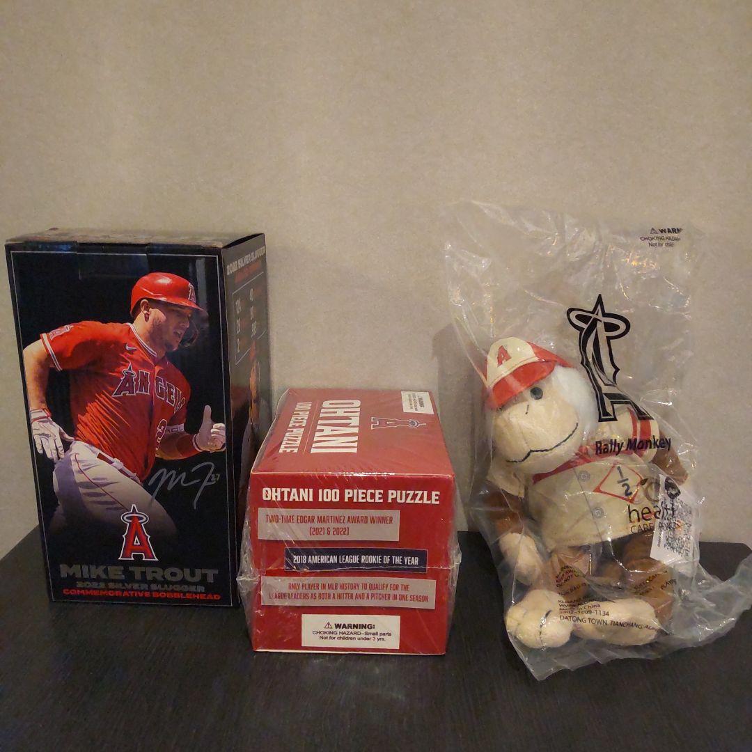 大谷翔平パズル、エンジェルズラリーモンキー、マイクトラウトボブルヘッド人形