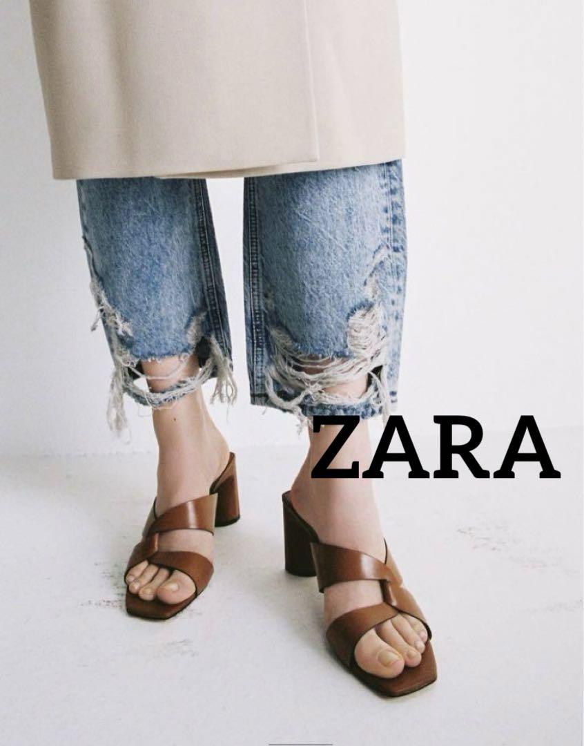 ZARA ザラ　サンダル　レザー　ブラウン　サイズ38