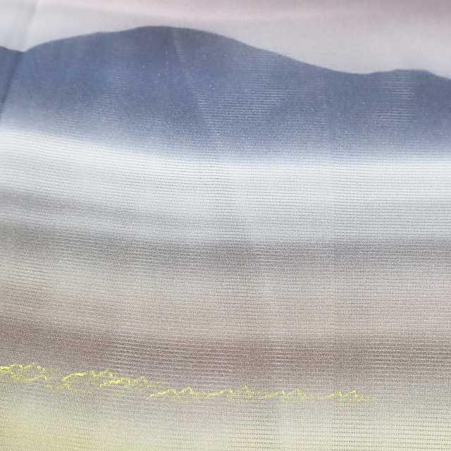 美品 夏着物 正絹 絽“ノスタルジックな朝焼けや夕焼けと山の景”訪問着 E-48