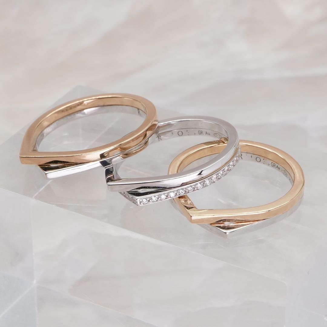 ★REPOSSI★ Antifer 2連リング 3個セット ダイヤリング