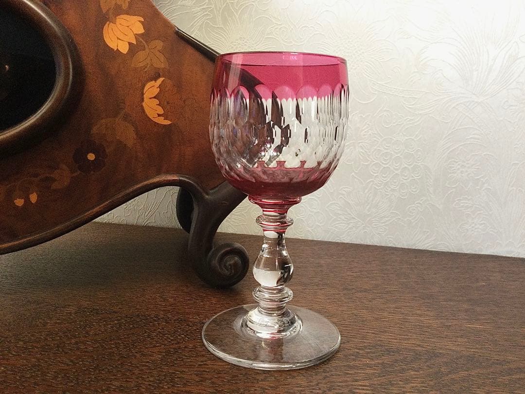 バカラ　被せガラス　シェリーグラス