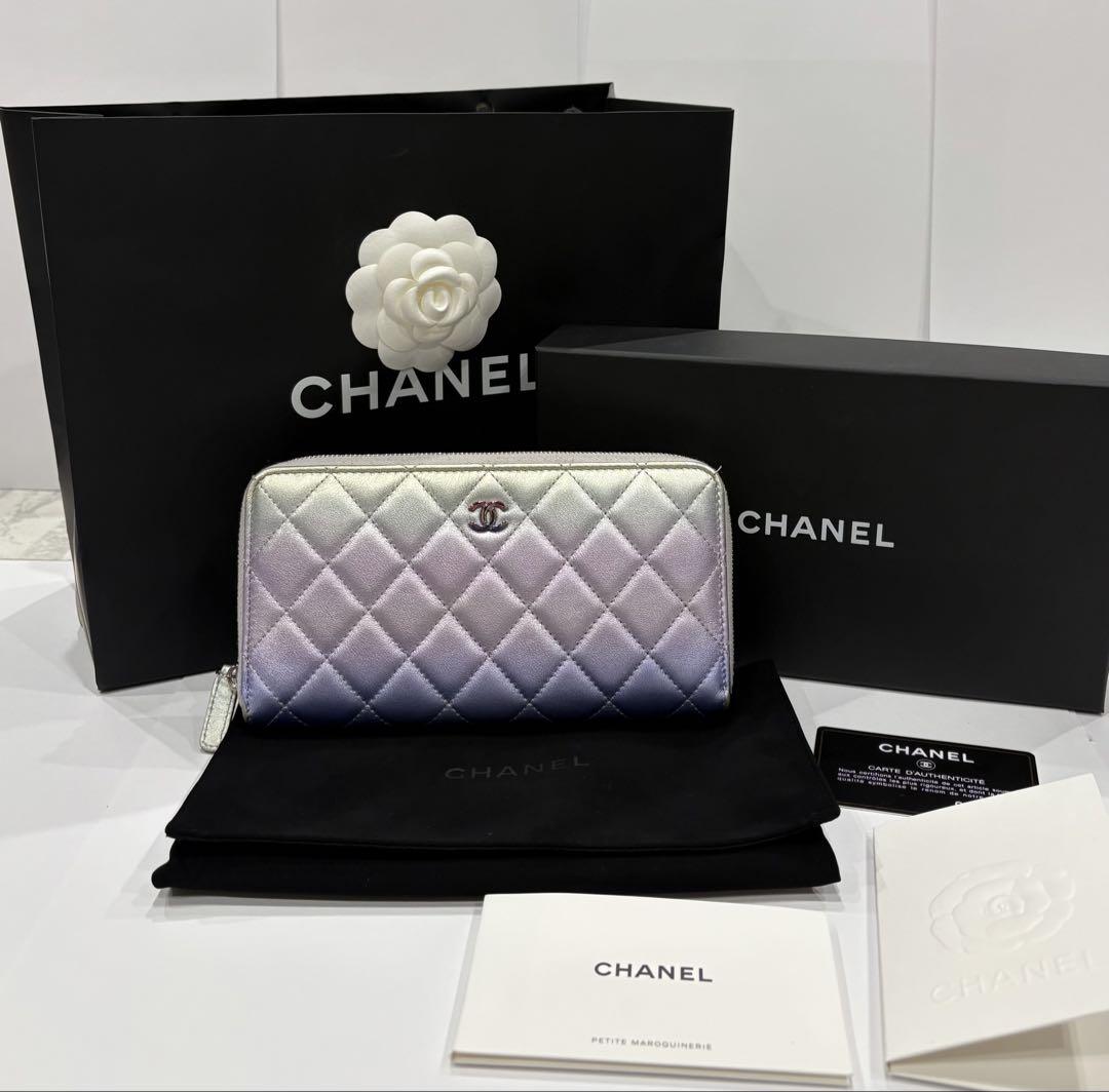 CHANELシャネル 超レア マトラッセ ラウンドファスナー 長財布