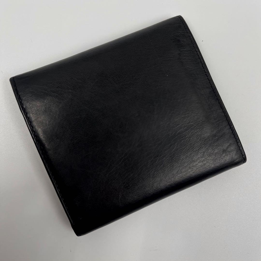 ✨美品✨　JIL SANDER 三つ折り財布　ロゴ型押し　レザー　ブラック　希少