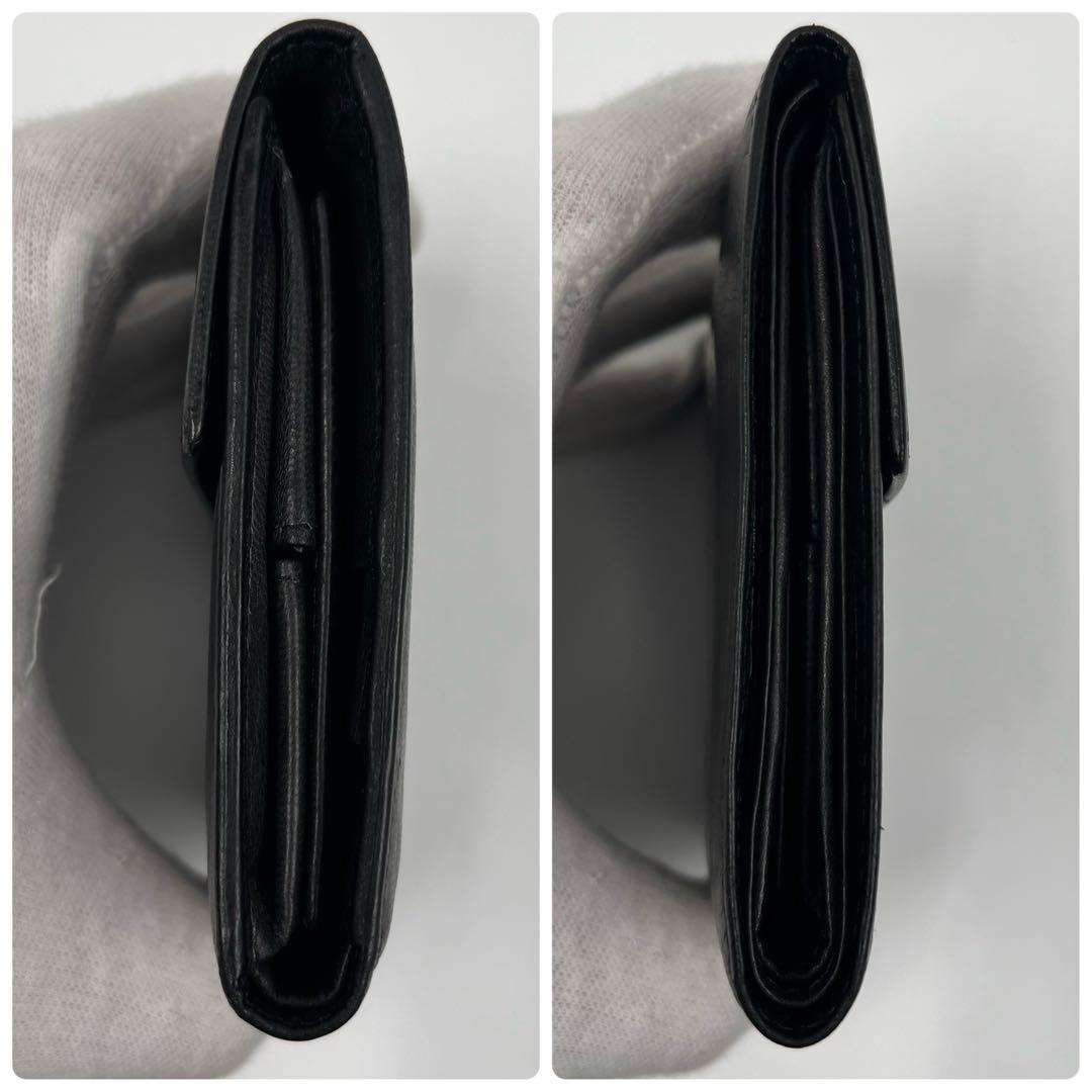 ✨美品✨　JIL SANDER 三つ折り財布　ロゴ型押し　レザー　ブラック　希少