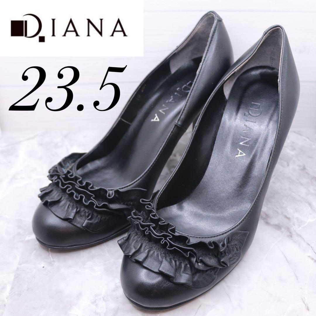 diana ダイアナ レース ラウンドトゥ パンプス 黒 23.5 - メルカリ