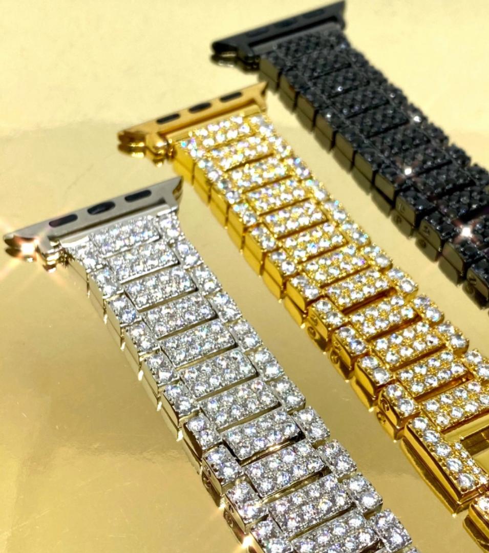 アップルウォッチ カバー&ベルト 42 44mm fBEy2-m45692381303 超限定 オールダイヤカスタム 爆買い格安