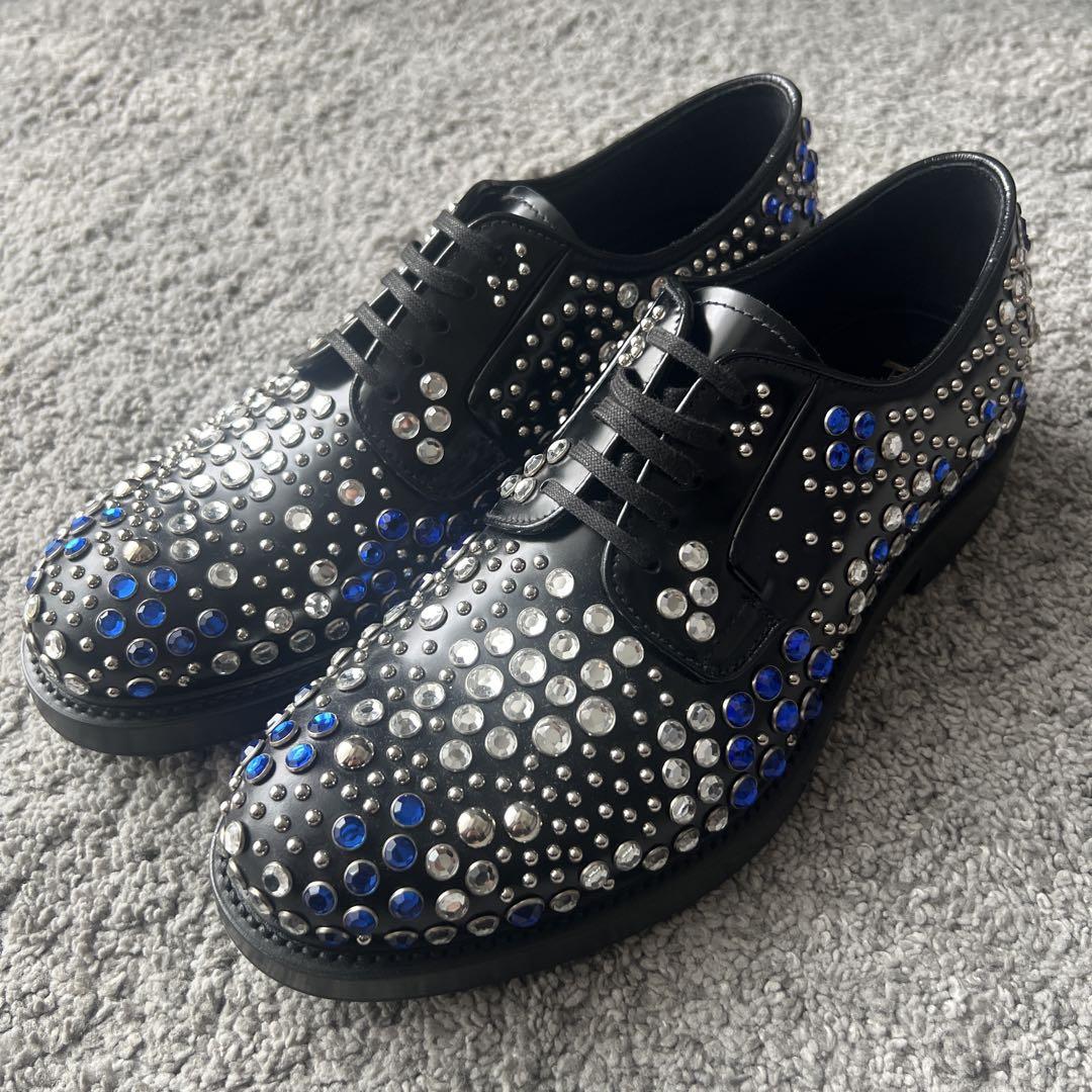 ぽ*ち様 PRADA スタッズ ブラッシュドレザー ダービーシューズ アーカイブ
