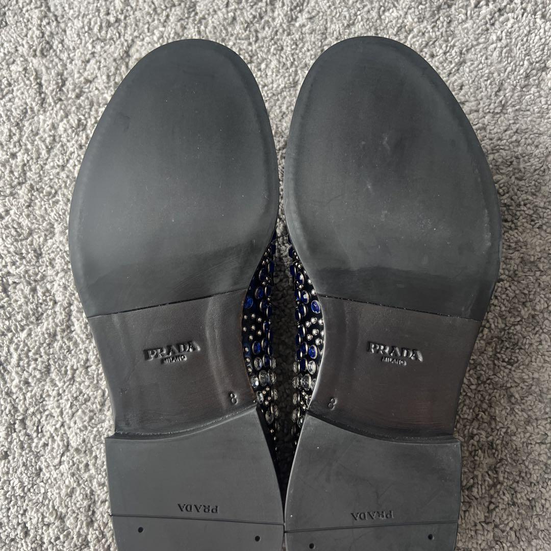 ぽ*ち様 PRADA スタッズ ブラッシュドレザー ダービーシューズ アーカイブ
