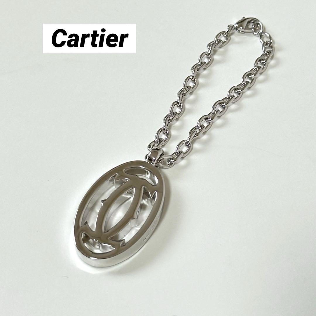 未使用級✨カルティエ ロゴ 2C シルバー バッグたチャーム キーホルダー
