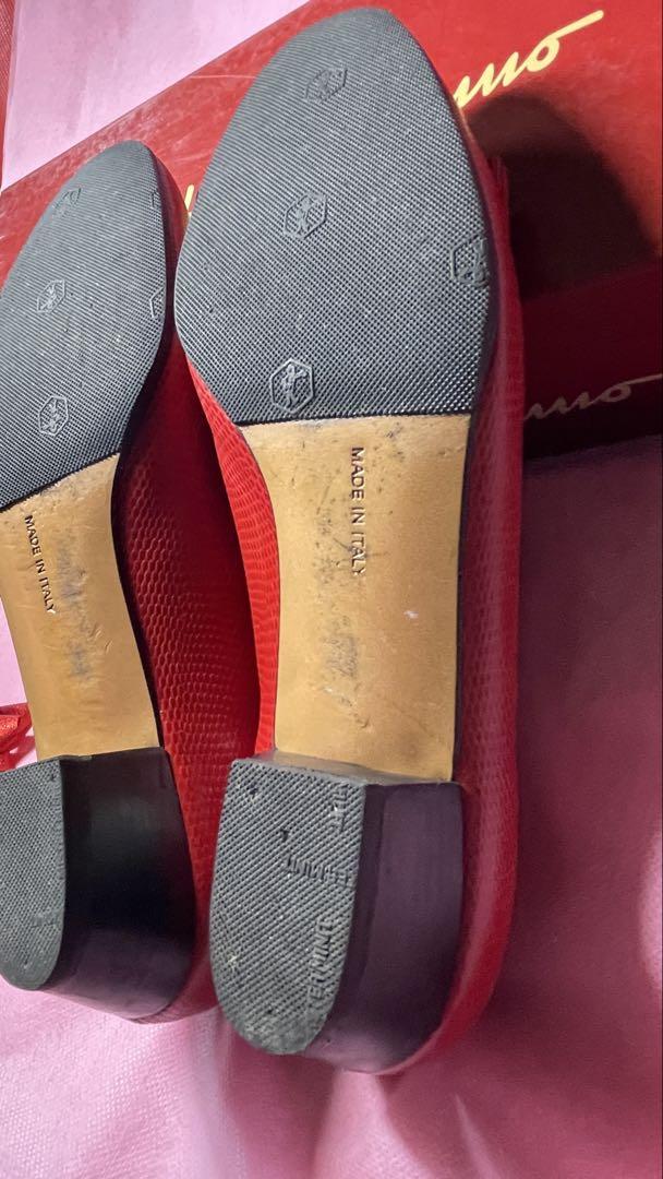 Salvatore Ferragamo ヴァラ リザード6.5Ｃ約24.5cm